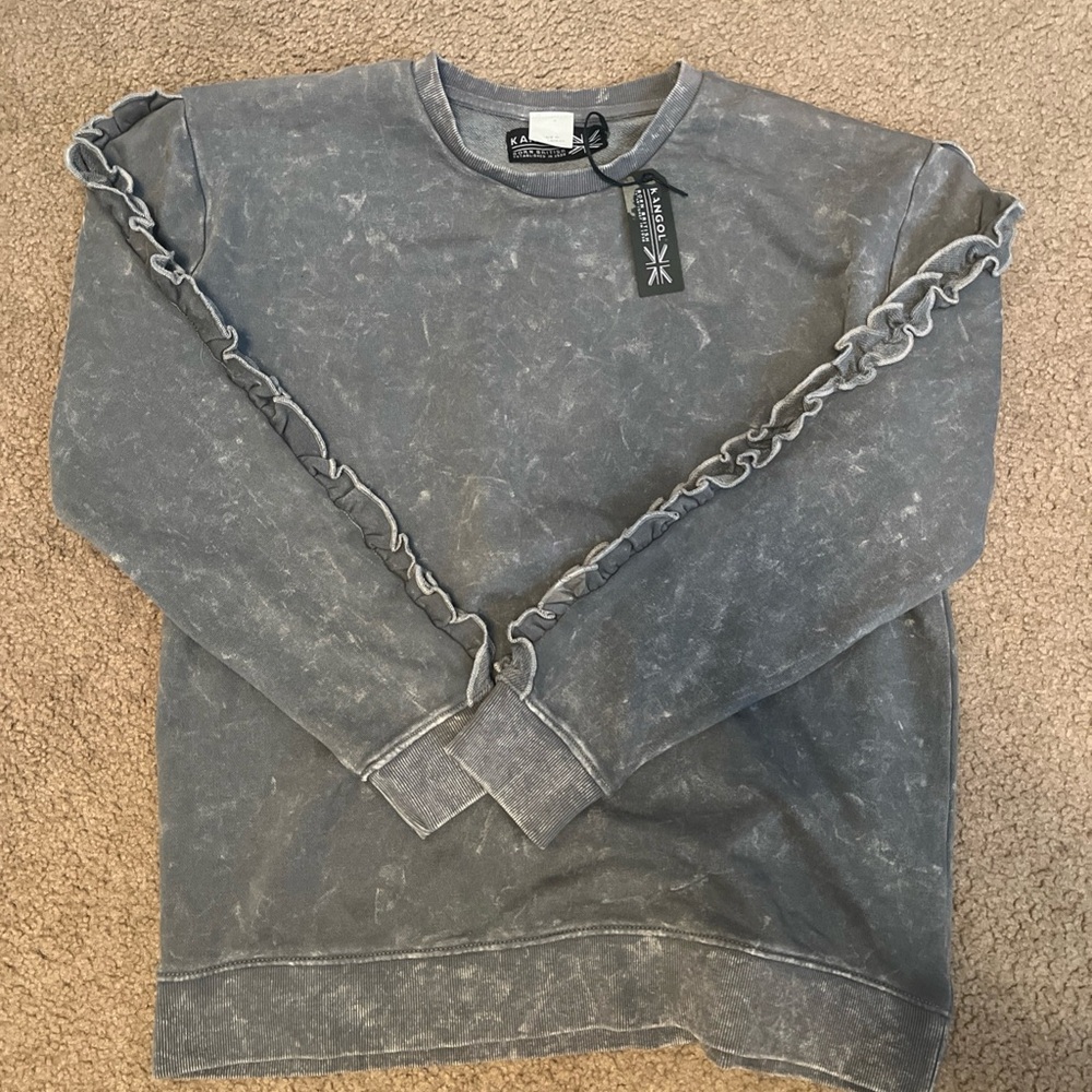 Kangol Distressed Gray Crewneck Sweater